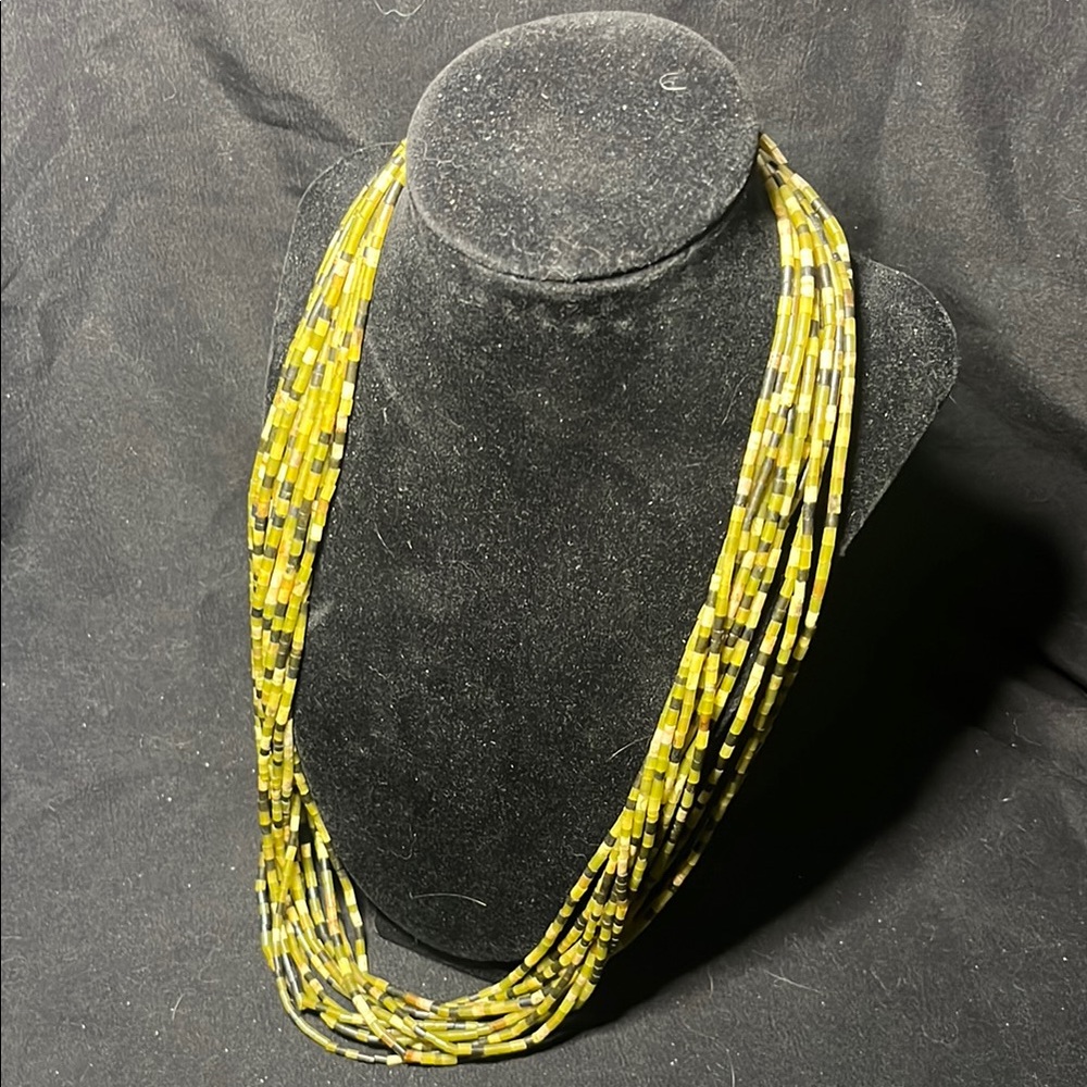 Vintage yellow turquoise 12 strand hieshi necklace